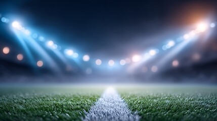 Illuminated Soccer Field Under Night Sky