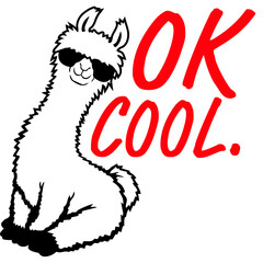 Obraz premium Ok No Prob Llama Probllama Drama Cool Sunglasses Sitting Relaxed
