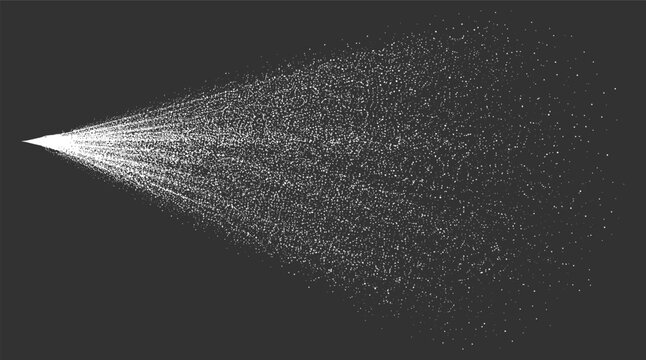 Abstract water spray with liquid droplets particles mist stream and dispersion texture on transparent background