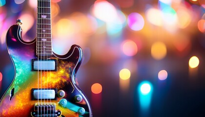 Obraz premium abstract colorful electric guitar with blurred background