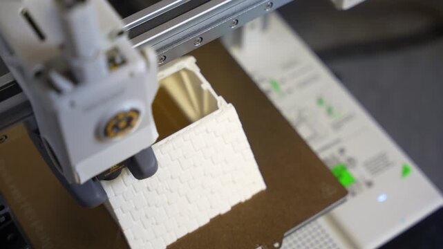 3D printer working on a high-precision model with plastic material for printing a toy