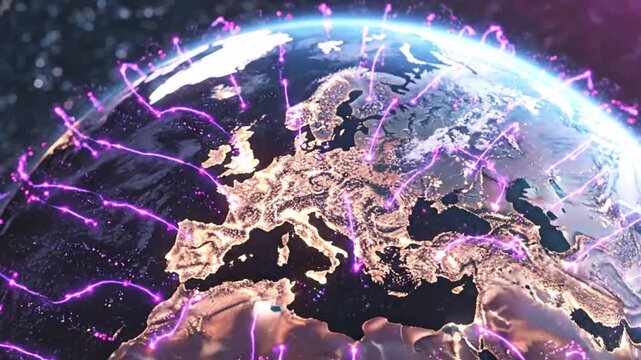 Global Connections: A mesmerizing visual representation of the Earth, with radiant, interconnected energy pathways, symbolizing global unity and the power of connection. 