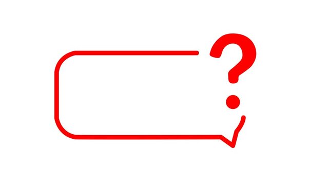 Red question mark speech bubble animation, communication inquiry, and customer support concept
