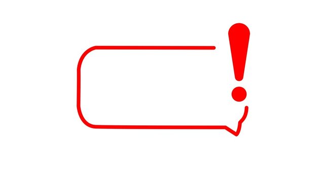 Animated speech bubble with red question mark and exclamation point icons for support videos