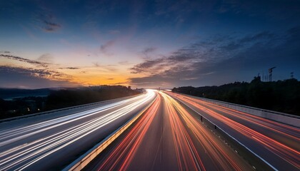 dynamic time lapse photo of the freeway high speed concept image at dusk