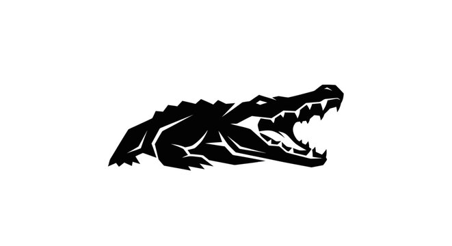 Black alligator silhouette isolated