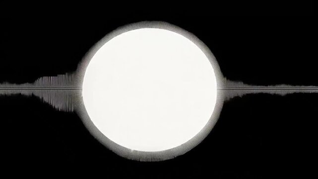Abstract black and white sound wave equalizer with central white circle