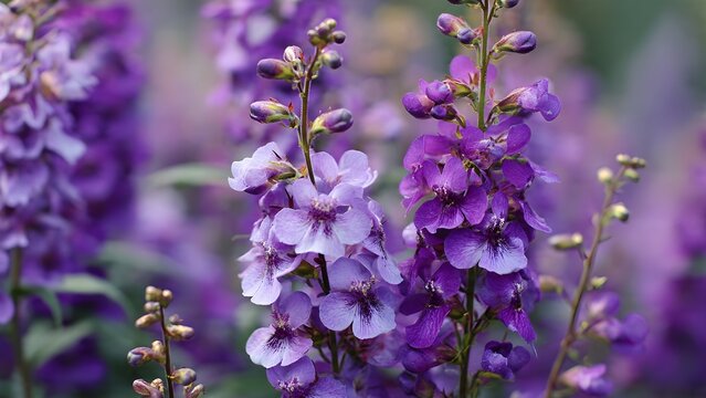 Vibrant Purple Penstemon Flowers in a Garden
