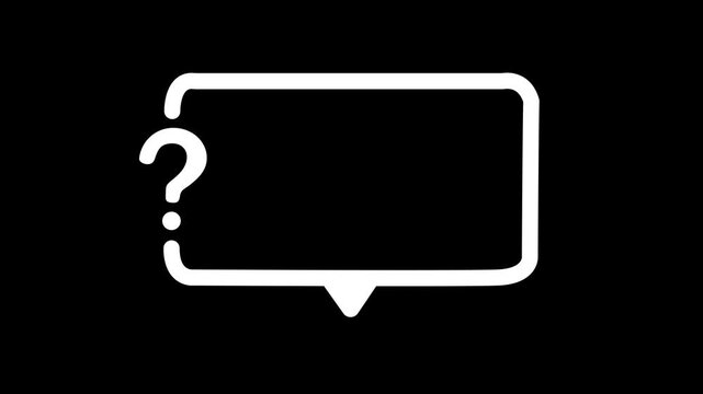 White chat bubble frame with a question symbol for digital communication and queries