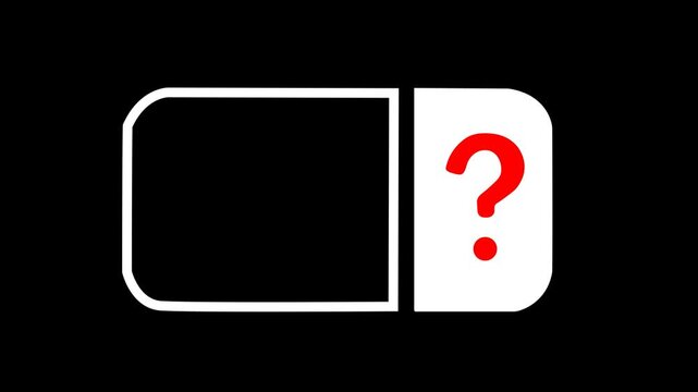 Modern split-screen box animation with red question mark icon, motion graphic