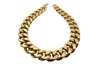 Obraz premium Gold chain necklace with thick curb links isolated on transparent background, perfect for fashion and jewelry concepts