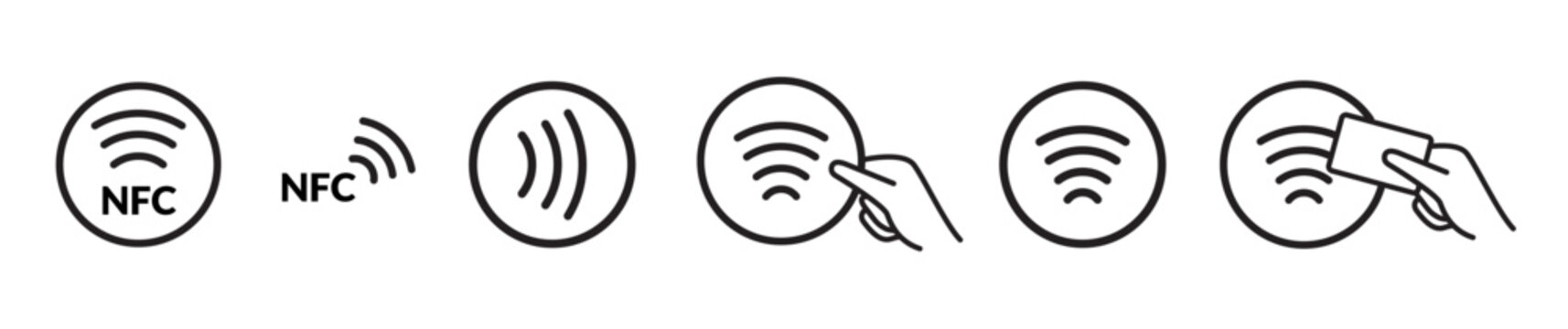 NFC card payment contactless icon. Mobile logo rfid symbol wireless smartphone nfc pay