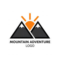Minimalist Mountain Adventure Logo with Sunrise or Sunset graphic design, perfect for outdoor brands and travel companies.