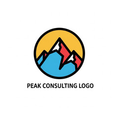 Modern flat design mountain peak logo for consulting or business, isolated on white background.