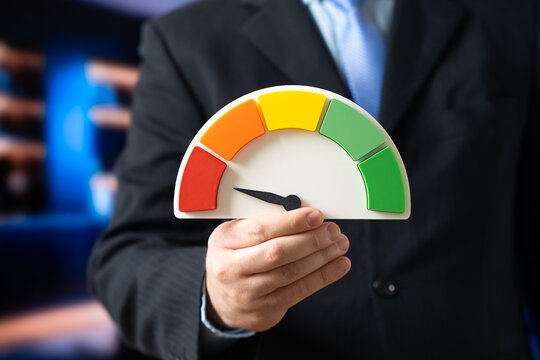 The businessman assesses his performance as poor. The business is going downhill. Low performance and declining revenue. Financial stress signals reset strategy and urgent turnaround decisions