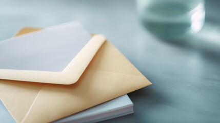 Fototapeta premium Stack of envelopes with one of them being white