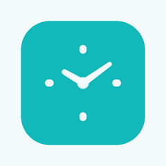 Minimal App Clock Icon in Rounded Square, Flat Time UI Vector