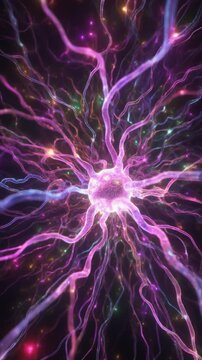 Abstract Glowing Neuron-like Biological Structure Generative AI