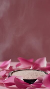 Elegant Makeup Powder with Rose Petals Generative AI
