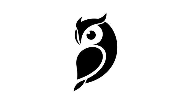 Black and white owl logo design