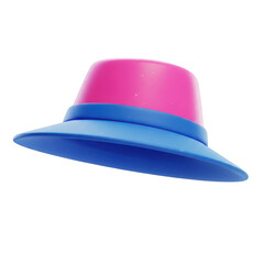 Fototapeta premium A vibrant hat with a pink and blue gradient design set against a white background isolated on transparent background
