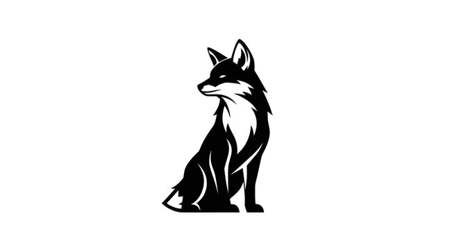 Black and white fox sitting portrait
