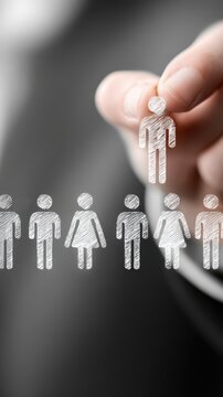 Hr professional organizing diverse people icons on aaac standard in business environment for effective team management