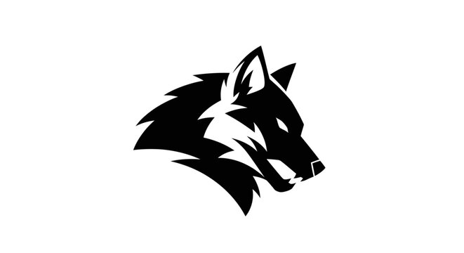 Black and white wolf head icon