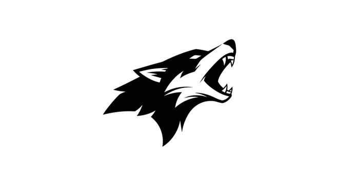 Black and white wolf illustration