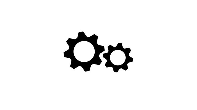 Animated setting line icon. Spinning gears animation. Setting cogwheel. Configuration tool. Operating system. Loop 4k video with alpha channel, black background.with 4k video animation.