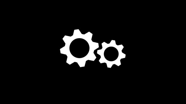Animated setting line icon. Spinning gears animation. Setting cogwheel. Configuration tool. Operating system. Loop 4k video with alpha channel, black background.with 4k video animation.