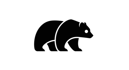 Fototapeta premium Black bear silhouette against white background