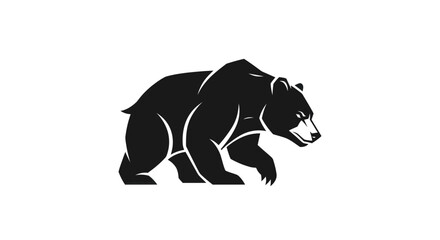 Obraz premium Black bear silhouette on white background