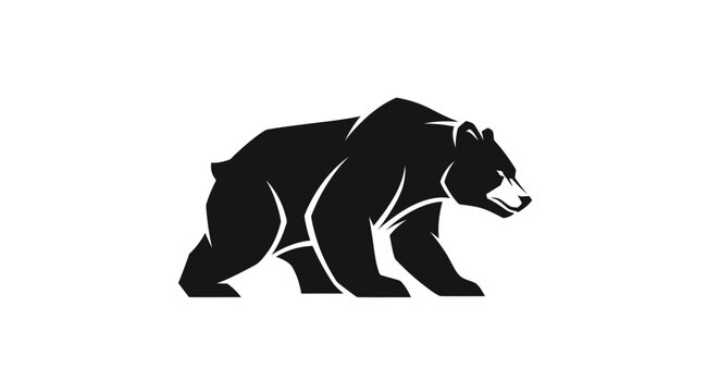 Black bear silhouette on white background
