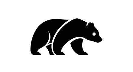 Fototapeta premium Black bear silhouette on white background