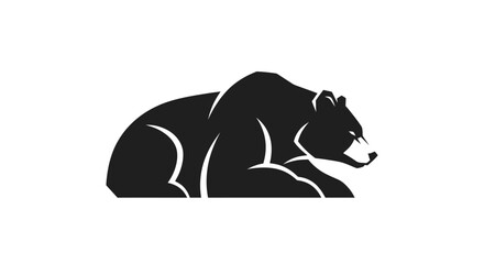 Obraz premium Black bear silhouette resting on white