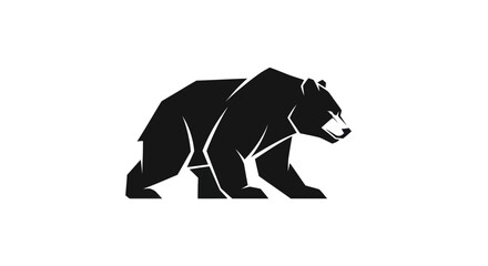 Fototapeta premium Black bear silhouette against white background