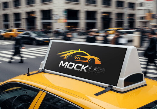 Taxi Top Double Sided Ad Mockup