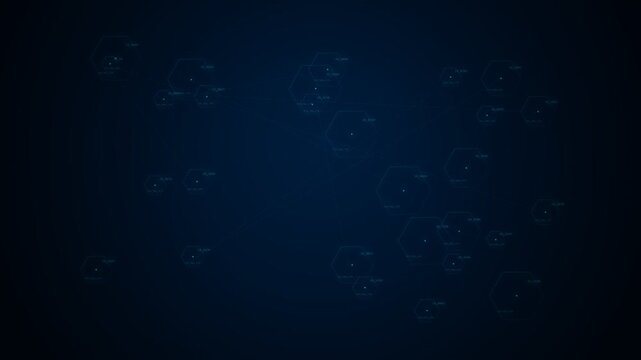 Digital Forensic Data Flow Background with Abstract Hexagon Network and Real-time Hexadecimal Encryption HUD