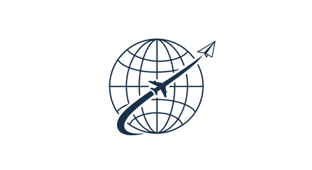 Aeroplane flying around the world illustration.