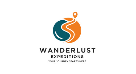 Naklejka premium Wanderlust Expeditions Logo Design for Travel Agency.