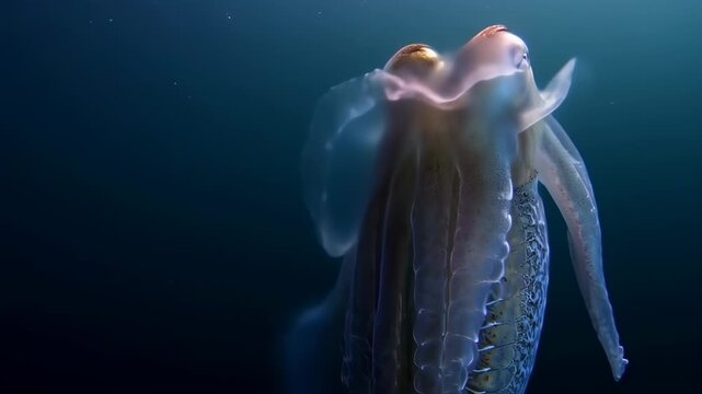 Undersea cephalopod with translucent appendage