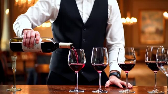 Wine pouring into glasses