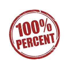 A red stamp with the text 100 percent on a white background