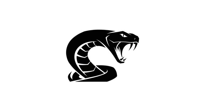 Black cobra snake icon on white background