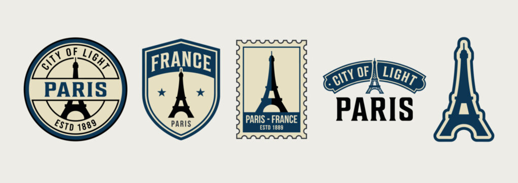 Vintage Paris and Eiffel Tower Travel Badges Collection