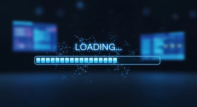 Loading bar with progress indicator on dark background.