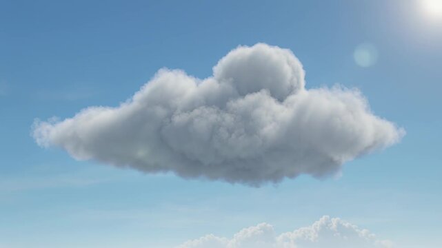 Dynamic cumulus cloud evolution with wispy edges. Bright blue sky background for changing weather forecast presentation