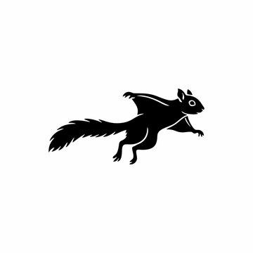 Flying Squirrel Silhouette Vector Illustration Isolated on White Background