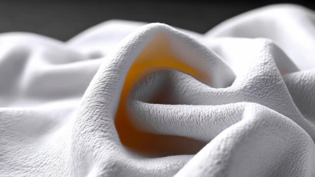 Soft Texture: Close-up of folded fabric in soft focus, emphasizing the gentle curves and delicate texture.